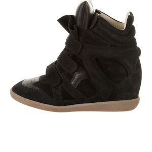 Isabel Marant Black Suede Wedge Sneakers